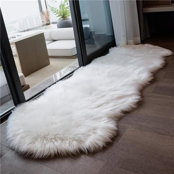 Ultra Soft Faux Sheepskin Fur Rug White Fluffy Area Rugs Chair Couch Cover Fuzzy - Picture 1 of 6